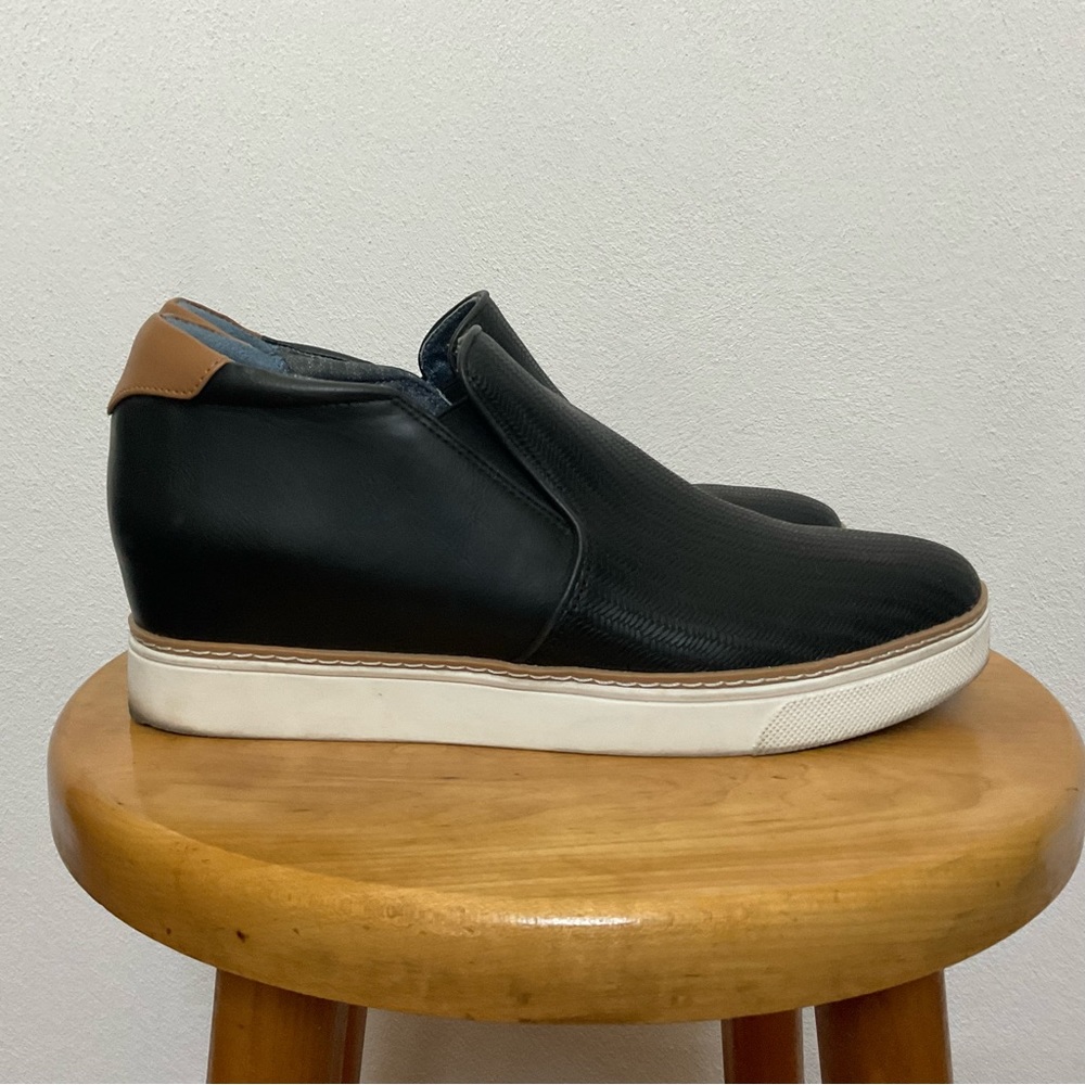 Dr. Scholls If Only Black Leather Slip On Hidden Wedge Sneaker Size 9.5